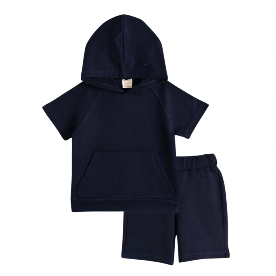 Kurzarm-Shirt und Shorts Set in Dunkelblau