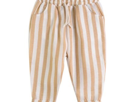 Haremshose in Beige-Weiß gestreift